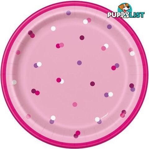 Pink 8 x 18cm (7) Paper Plates - 011179836048