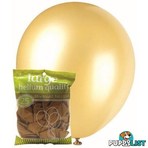 Gold - 25 x 30cm (12) Metallic Balloons - 9311965025689