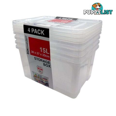 Plastic Storage Box Transparent 4 Pack - 9340957062012