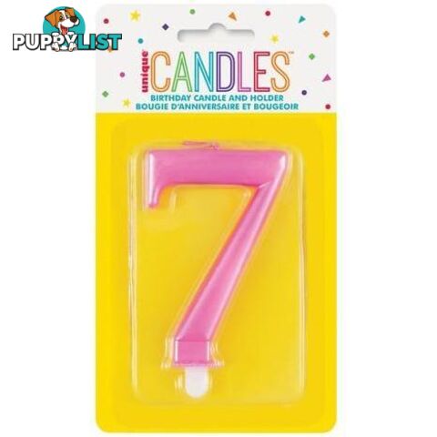 Numeral Candle 7 - Metallic Pink - 011179196074