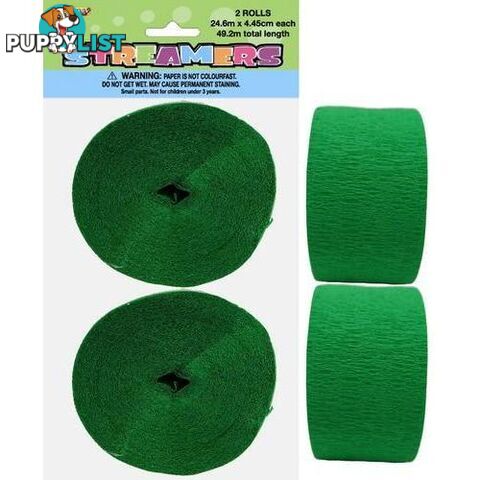 Crepe Streamers Emerald Green 2 x 24m (81ft) - 9311965630876