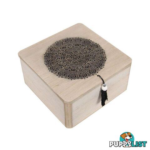 Square Mandala Box with Tassle 16cm - Black - 800265