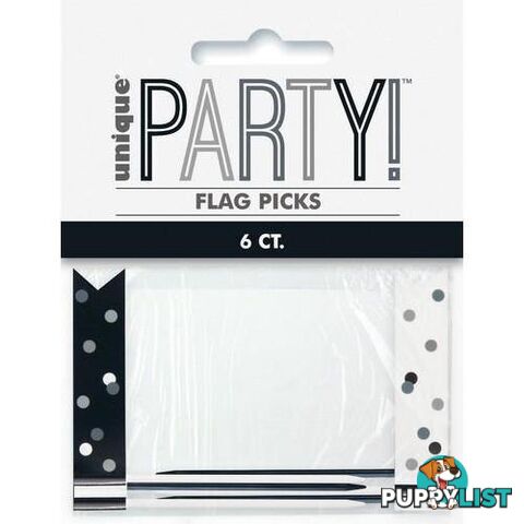 Black And Silver 6 Flag Picks 9cm (3.5) - 011179839131