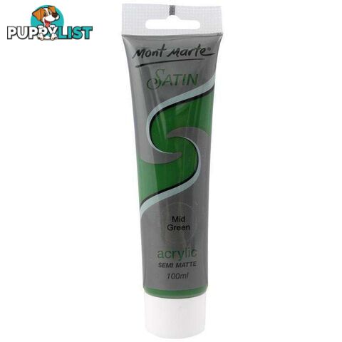 Mont Marte Satin Acrylic Mid Green Semi Matte 100ml - 9328577010705