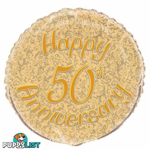 50th Anniversary 45cm (18) Foil Prismatic Balloons Packaged - 011179555291