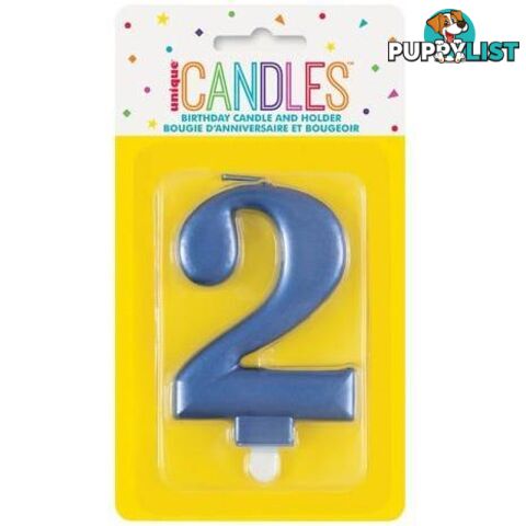 Numeral Candle 2 - Metallic Blue - 011179196128