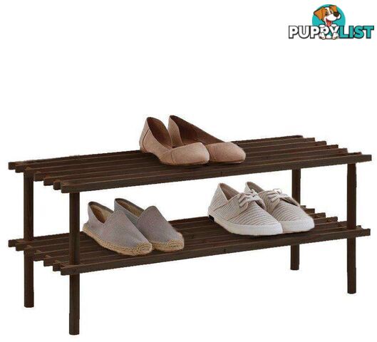 Shoe Rack 2 Tier Chocolate 74x26x34cm - 9337922003446