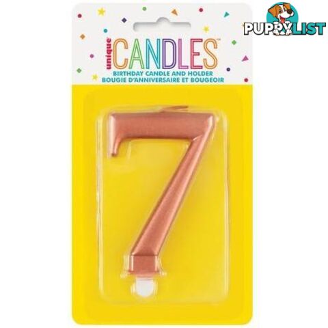 Numeral Candle 7 - Metallic Rose Gold - 011179196272