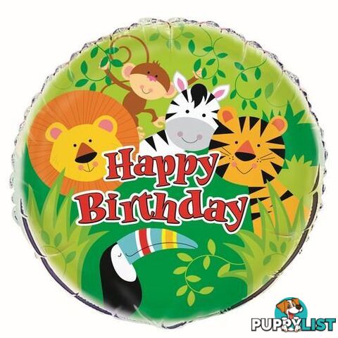 Animal Jungle Happy Birthday 45cm (18) Foil Balloon Packaged - 011179521678