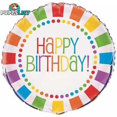 Rainbow Birthday 45cm (18) Foil Balloon Packaged - 011179471270