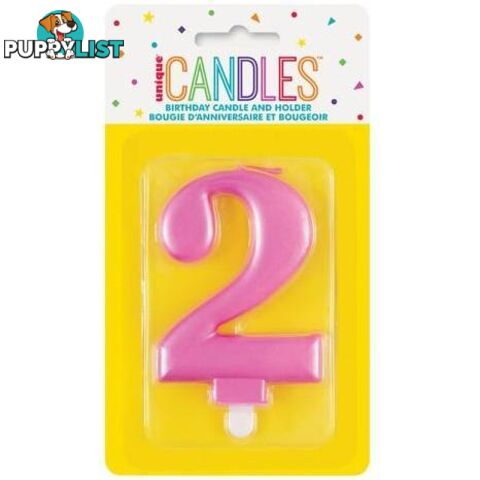 Numeral Candle 2 - Metallic Pink - 011179196029