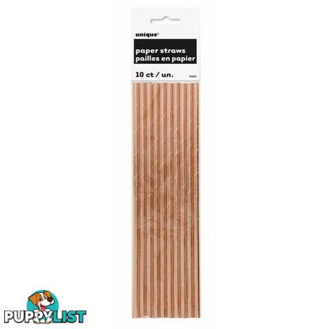 Rose Gold Foil 10 Paper Straws - 9311965629023