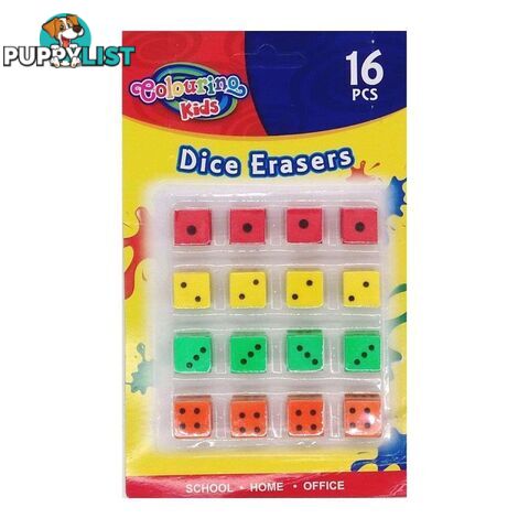 Novelty Dice Erasers 16PK - 9332625013686