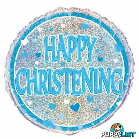 Blue Christening 45cm (18) Foil Prismatic Balloons Packaged - 011179555352