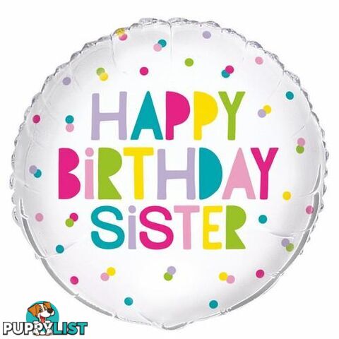 Happy Birthday Sister 45cm (18) Foil Balloon Packaged - 011179540433