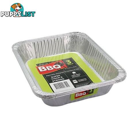 Rectangular Foil BBQ Trays 32x27x6cm 3Pk - 9340957068458