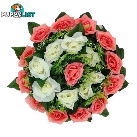 Artificial Flowers Wreath White & Apricot Lge 35cm - 800327