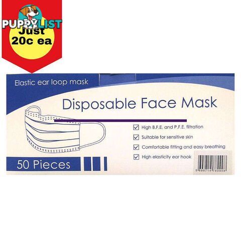 Disposable Face Mask 50 Pack - 5698714789998