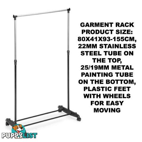 Garment Rack Adjustable Stainless Steel Single Garment Rack 84x43x168cm - 9328644030148