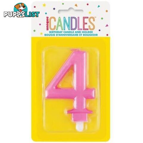 Numeral Candle 4 - Metallic Pink - 011179196043