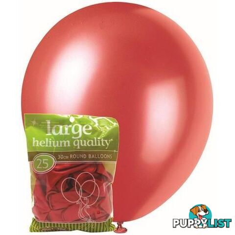 Cherry Red - 25 x 30cm (12) Metallic Balloons - 9311965025696