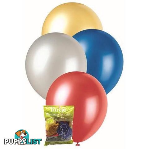 Assorted - 25 x 30cm (12) Metallic Balloons - 9311965025603