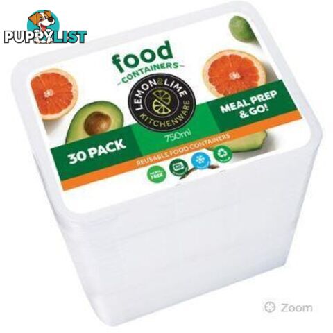 Reusable Food Containers 750ml 30Pk - 9340957068762