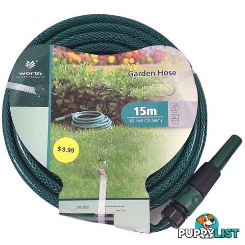 Garden Hose Green - 15m 1/2 inch 12.5mm - 9328644024789