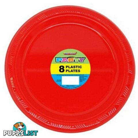 Ruby Red 8 x 23cm (9) Plastic Plates - 9311965320128