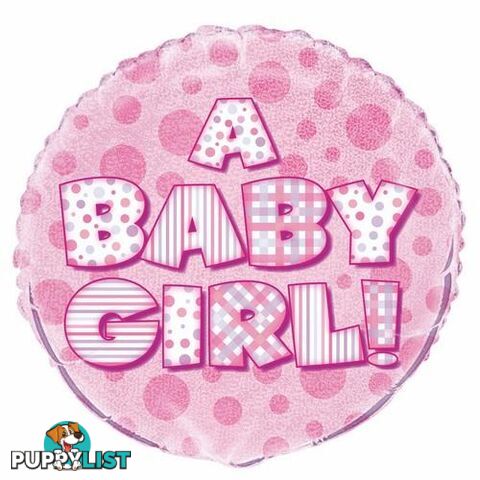 Baby Girl 45cm (18) Foil Prismatic Balloons Packaged - 011179555338