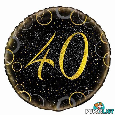 Glitz Gold 40th Birthday 45cm (18) Foil Balloon Packaged - 011179558353