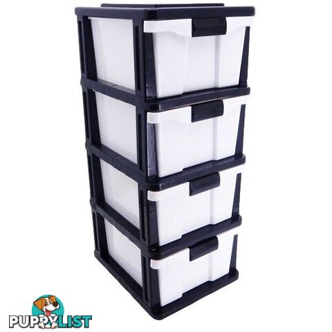 4 Drawer Compact Plastic Storage Black & White - 9328644017552