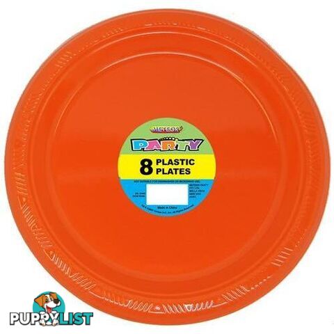 Pumpkin Orange 8 x 23cm (9) Plastic Plates - 9311965320722