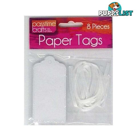 Paper Tag Rectangular with Ribbon 8 Pack - 800339