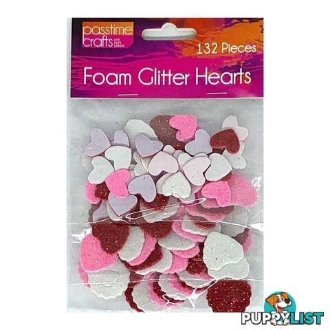 Foam Glitter Hearts Small 132 pcs - 800337