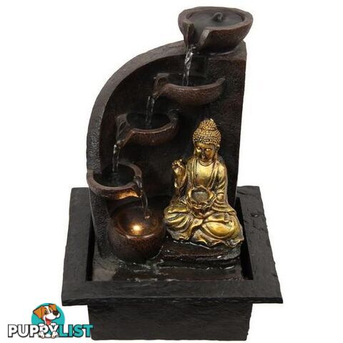 Gold Buddha Waterfall Fountain With Light 31cm - 9319844631983