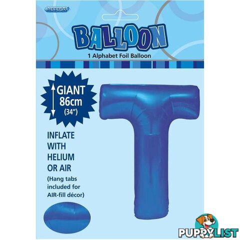 Royal Blue T Alphabet Foil Balloon 86cm (34) - 9311965483892