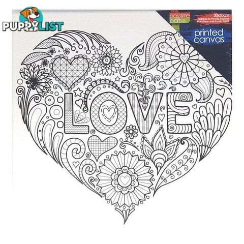 Colour-in Pre-printed Canvas Heart - 800500