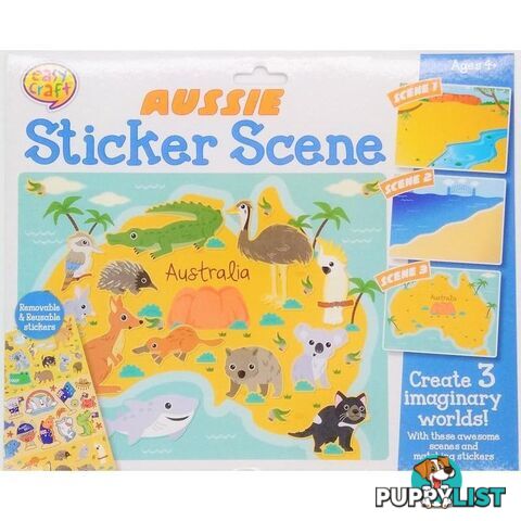 Aussie Map Sticker Scene Animals Set 3Pk - 9332365158432