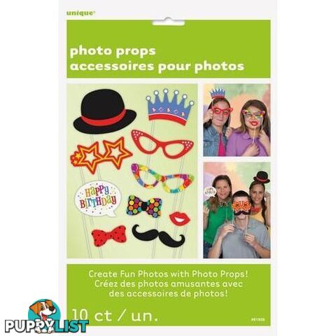 10 Selfie Photo Props - Birthday - 011179619351