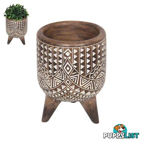 Boho Tribal African Art DÃ©cor Bowl Planter 15cm - Triangles and Lines - 800278