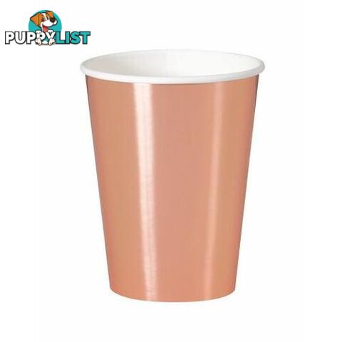 Rose Gold Foil 8 x 355ml (12oz) Paper Cups - 011179534760