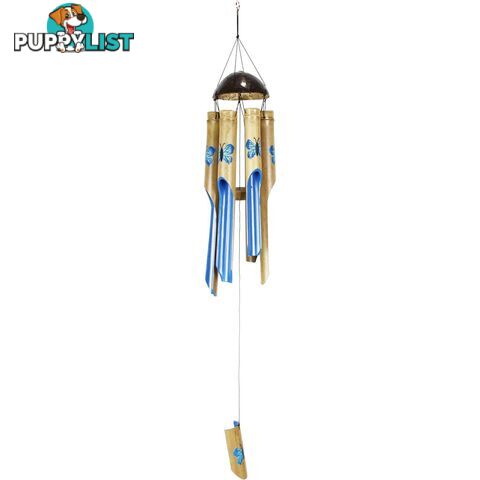 6 Tube Bamboo Blue Butterfly Wind Chime - 9319844593243