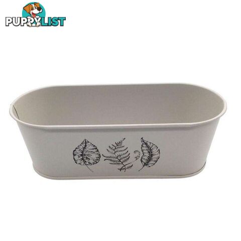 Oval Tub Leaf Print Cream 11x27.5x9.5cm High - 800616