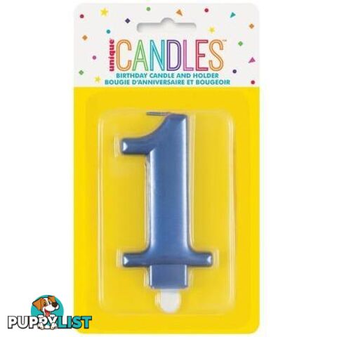 Numeral Candle 1 - Metallic Blue - 011179196111