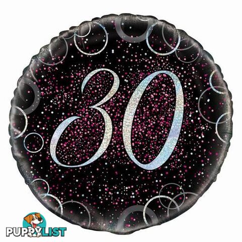 Glitz Pink 30th Birthday 45cm (18) Foil Balloon Packaged - 011179557950