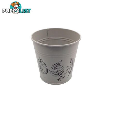 Round Pot Leaf Print Cream 10.5cm - 800577