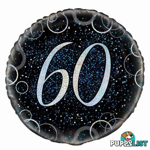 Glitz Blue 60th Birthday 45cm (18) Foil Balloon Packaged - 011179558117