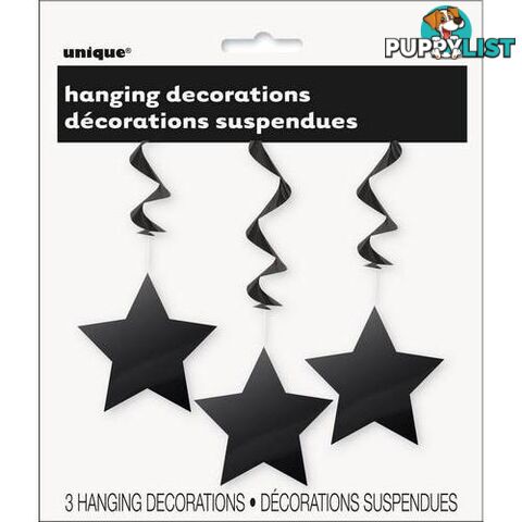 3 Star Hanging Swirls Midnight Black 90cm L (36) - 011179691203