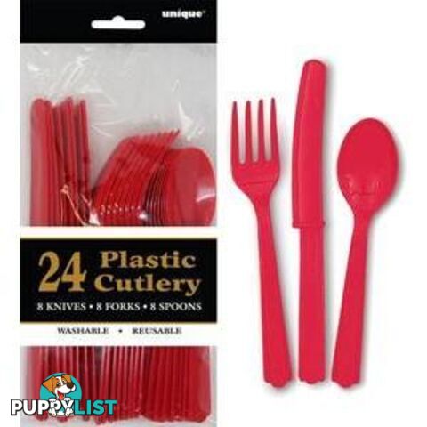 Ruby Red 24 Assorted Cutlery - 011179031344